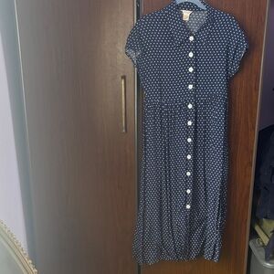 Ellen Ashley Navy Polka Dot Button-Up Dress